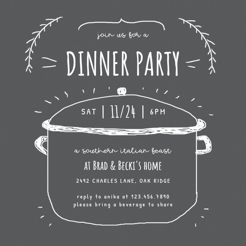 Chalkboard pot - potluck invitation